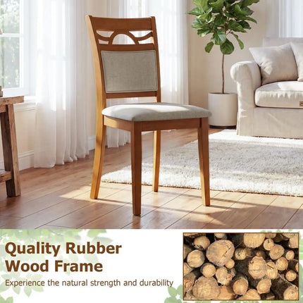 Dining Chairs Set of 2 Dining Room Chairs with Rubber Wood Frame-Brown - Brown - Dining Chairs