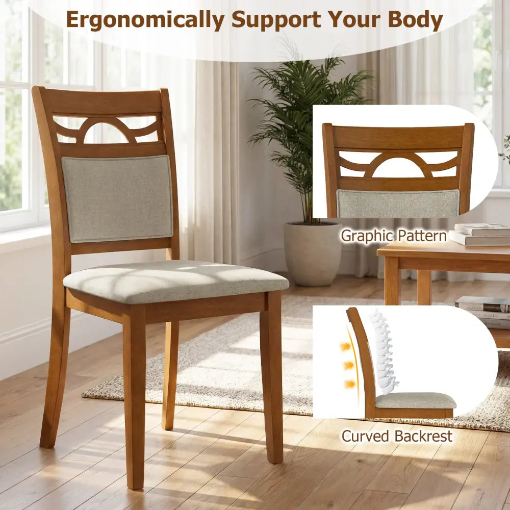 Dining Chairs Set of 2 Dining Room Chairs with Rubber Wood Frame-Brown - Brown - Dining Chairs