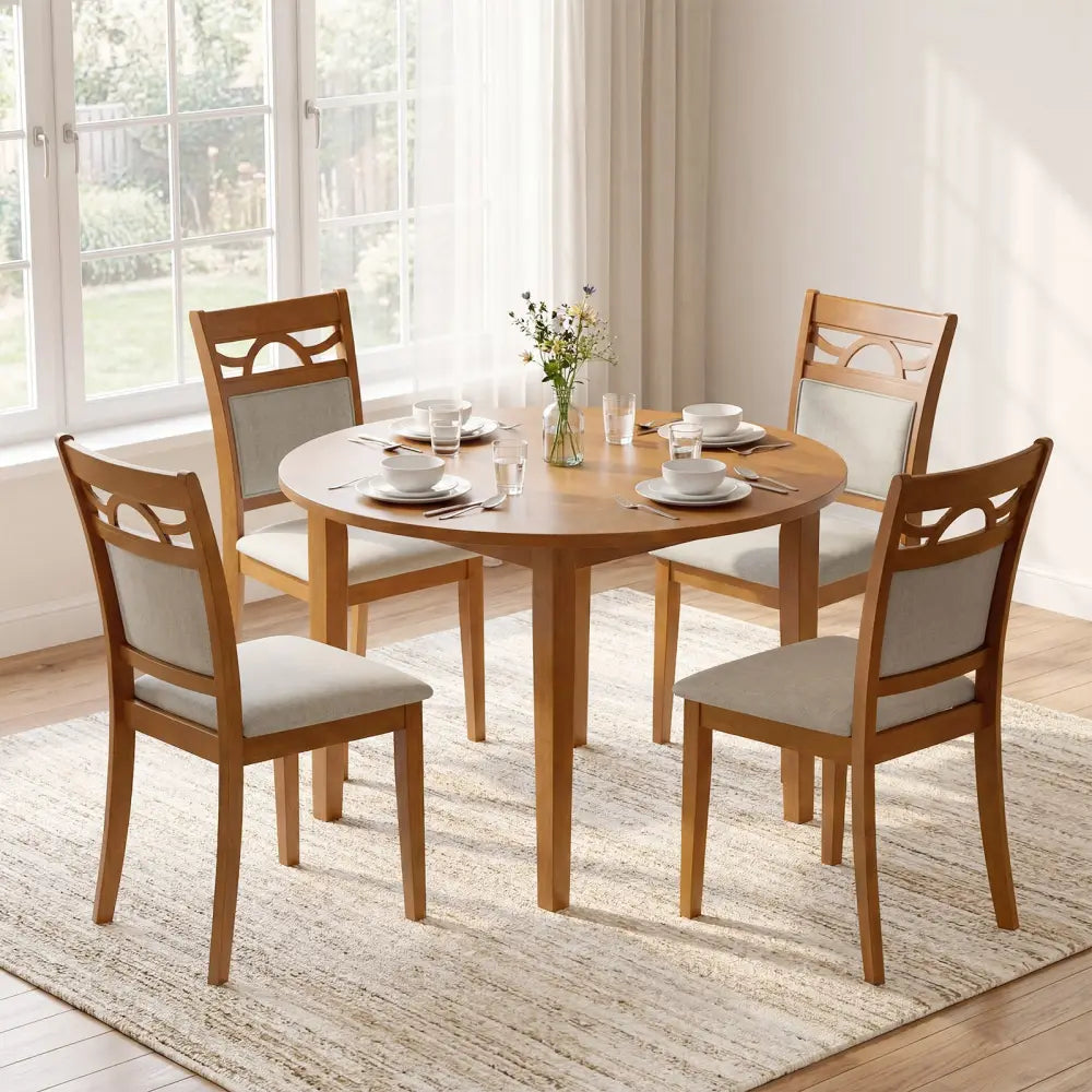 Dining Chairs Set of 2 Dining Room Chairs with Rubber Wood Frame-Brown - Brown - Dining Chairs