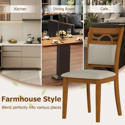 Dining Chairs Set of 2 Dining Room Chairs with Rubber Wood Frame-Brown - Brown - Dining Chairs