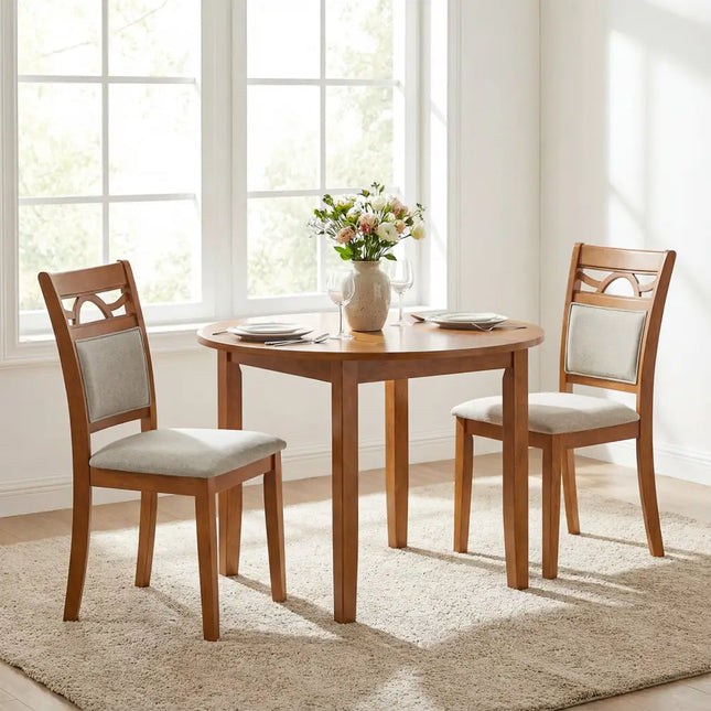 Dining Chairs Set of 2 Dining Room Chairs with Rubber Wood Frame-Brown - Brown - Dining Chairs