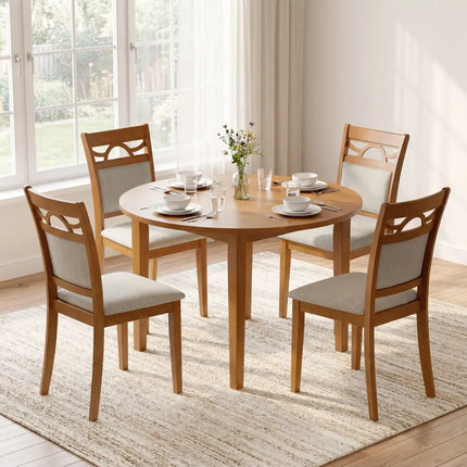 Dining Chairs Set of 2 Dining Room Chairs with Rubber Wood Frame-Brown - Brown - Dining Chairs