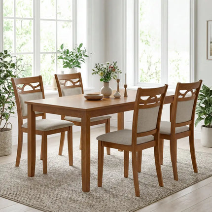 Dining Chairs Set of 2 Dining Room Chairs with Rubber Wood Frame-Brown - Brown - Dining Chairs