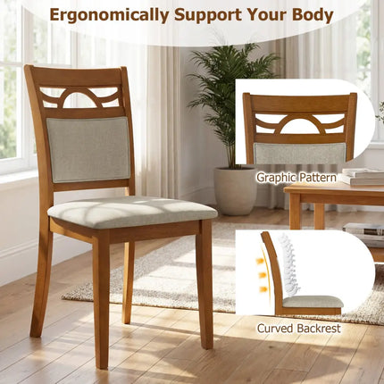 Dining Chairs Set of 2 Dining Room Chairs with Rubber Wood Frame-Brown - Brown - Dining Chairs