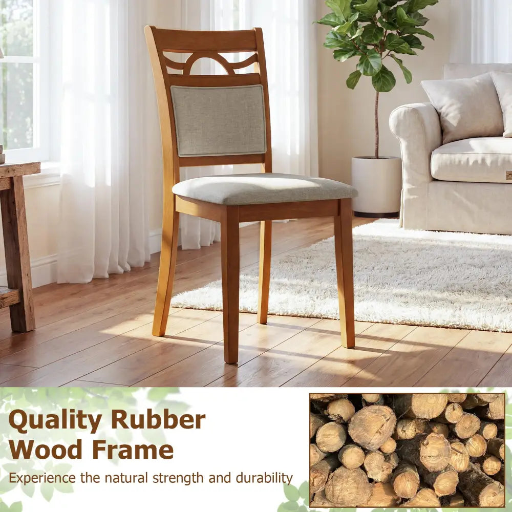 Dining Chairs Set of 2 Dining Room Chairs with Rubber Wood Frame-Brown - Brown - Dining Chairs