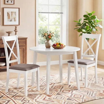 Dining Chairs Set of 2 Rubber Wood Dining Room Chairs with Comfortable Backrest and Padded Seat-White - White - Dining