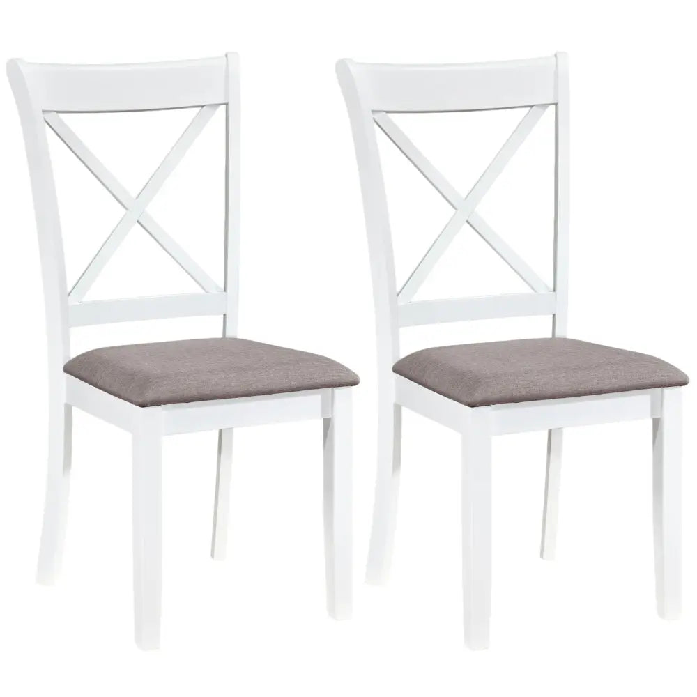 Dining Chairs Set of 2 Rubber Wood Dining Room Chairs with Comfortable Backrest and Padded Seat-White - White - Dining