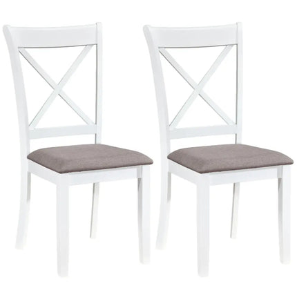 Dining Chairs Set of 2 Rubber Wood Dining Room Chairs with Comfortable Backrest and Padded Seat-White - White - Dining