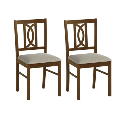 Dining Chairs Set of 2 Rubber Wood Dining Room Chairs with Hollowed Backrest-Walnut - Walnut - Dining Chairs