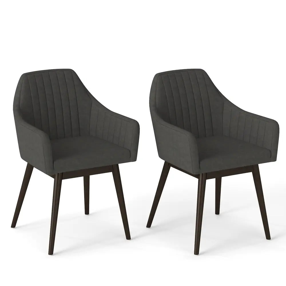 Dining Chairs Set of 2 Upholstered Accent Chairs with Comfy Padded Backrest and Seat-Black - Black - Dining Chairs