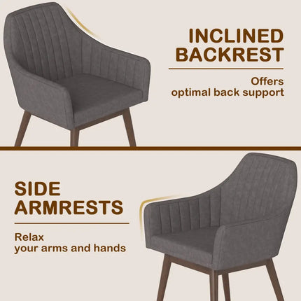 Dining Chairs Set of 2 Upholstered Accent Chairs with Comfy Padded Backrest and Seat-Gray - Gray - Dining Chairs