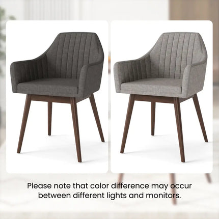 Dining Chairs Set of 2 Upholstered Accent Chairs with Comfy Padded Backrest and Seat-Gray - Gray - Dining Chairs