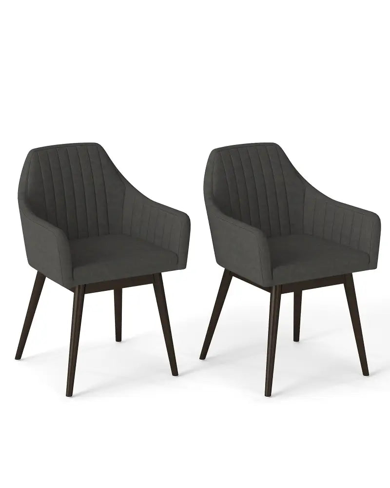 Dining Chairs Set of 2 Upholstered Accent Chairs with Comfy Padded Backrest and Seat-Black - Black - Dining Chairs