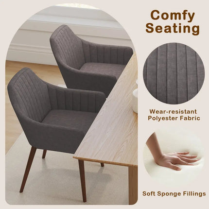Dining Chairs Set of 2 Upholstered Accent Chairs with Comfy Padded Backrest and Seat-Gray - Gray - Dining Chairs
