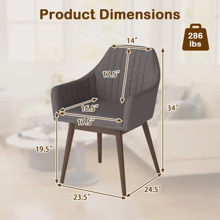 Dining Chairs Set of 2 Upholstered Accent Chairs with Comfy Padded Backrest and Seat-Gray - Gray - Dining Chairs