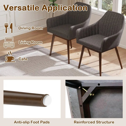 Dining Chairs Set of 2 Upholstered Accent Chairs with Comfy Padded Backrest and Seat-Gray - Gray - Dining Chairs