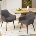 Dining Chairs Set of 2 Upholstered Accent Chairs with Comfy Padded Backrest and Seat-Gray - Gray - Dining Chairs