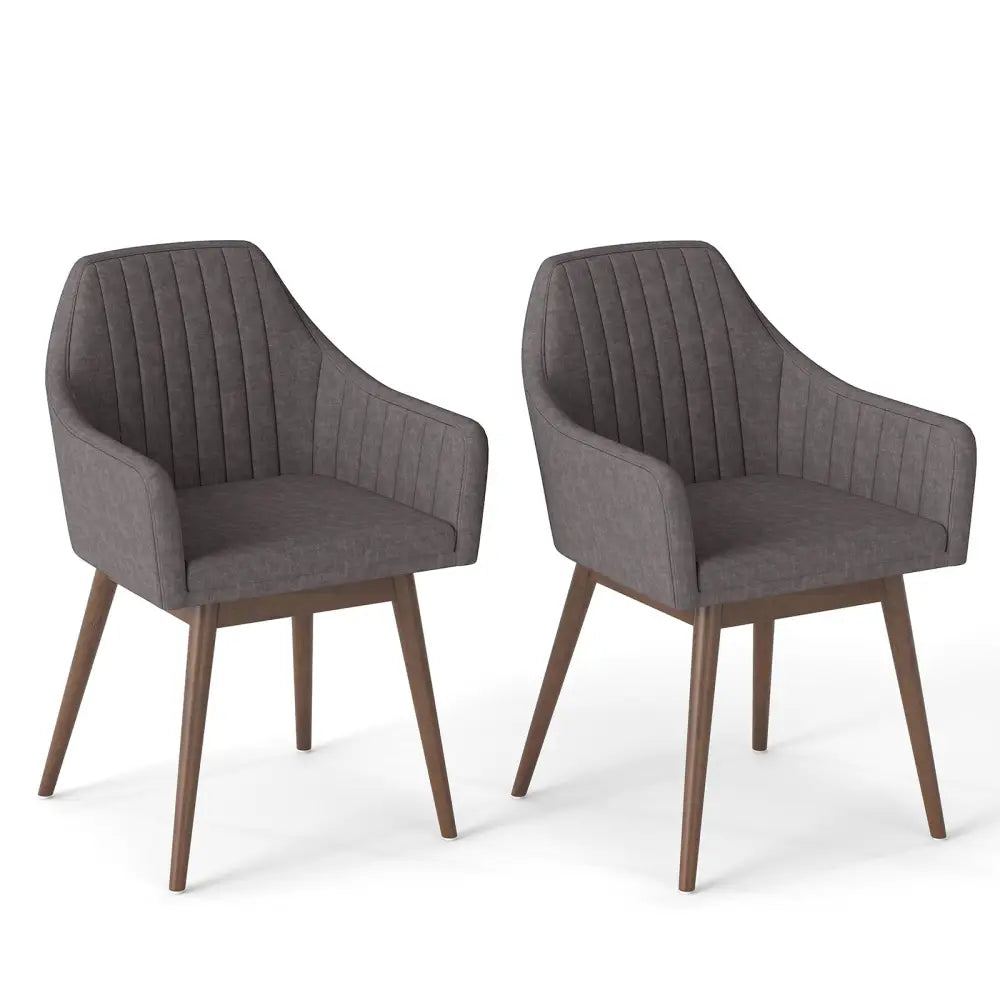 Dining Chairs Set of 2 Upholstered Accent Chairs with Comfy Padded Backrest and Seat-Gray - Gray - Dining Chairs