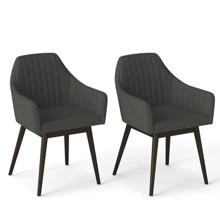 Dining Chairs Set of 2 Upholstered Accent Chairs with Comfy Padded Backrest and Seat-Black - Black - Dining Chairs