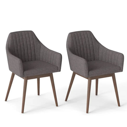 Dining Chairs Set of 2 Upholstered Accent Chairs with Comfy Padded Backrest and Seat-Gray - Gray - Dining Chairs