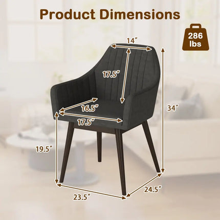 Dining Chairs Set of 2 Upholstered Accent Chairs with Comfy Padded Backrest and Seat-Black - Black - Dining Chairs