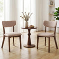 Dining Chairs Set of 2 Upholstered Mid-Back Chairs with Solid Rubber Wood Frame-Beige - Beige - Dining Chairs