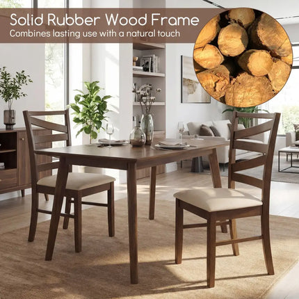 Dining Chairs Set of 2 with Backrests and Rubber Wood Frames-Brown - Brown - Dining Chairs