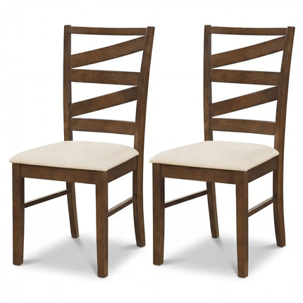 Dining Chairs Set of 2 with Backrests and Rubber Wood Frames-Brown - Brown - Dining Chairs