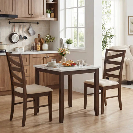 Dining Chairs Set of 2 with Backrests and Rubber Wood Frames-Brown - Brown - Dining Chairs