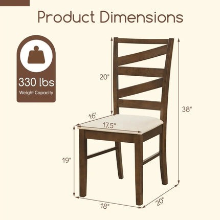 Dining Chairs Set of 2 with Backrests and Rubber Wood Frames-Brown - Brown - Dining Chairs