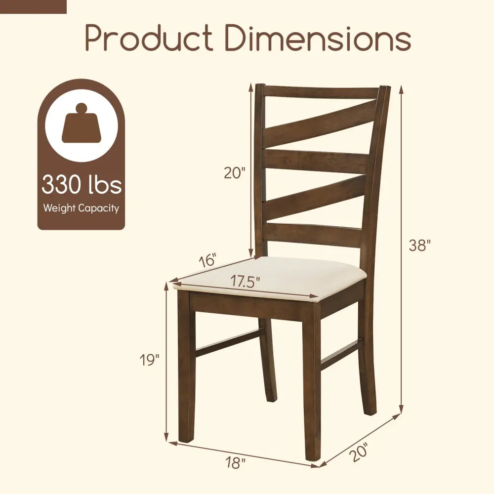 Dining Chairs Set of 2 with Backrests and Rubber Wood Frames-Brown - Brown - Dining Chairs