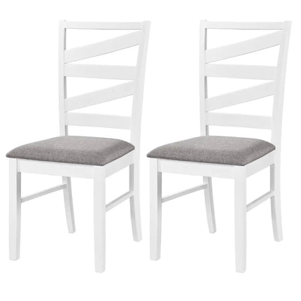 Dining Chairs Set of 2 with Backrests and Rubber Wood Frames-White - White - Dining Chairs