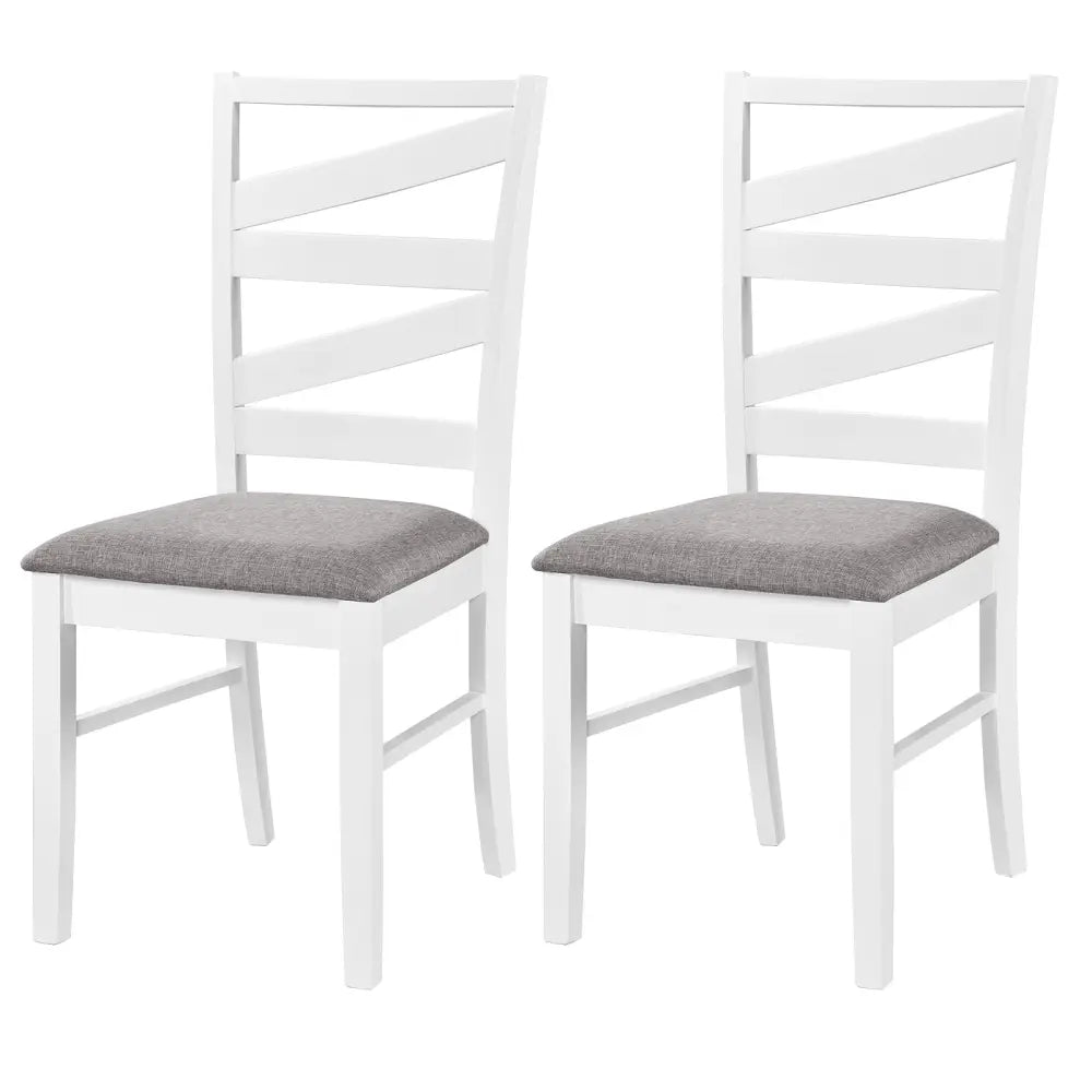Dining Chairs Set of 2 with Backrests and Rubber Wood Frames-White - White - Dining Chairs