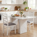 Dining Chairs Set of 2 with Backrests and Rubber Wood Frames-White - White - Dining Chairs