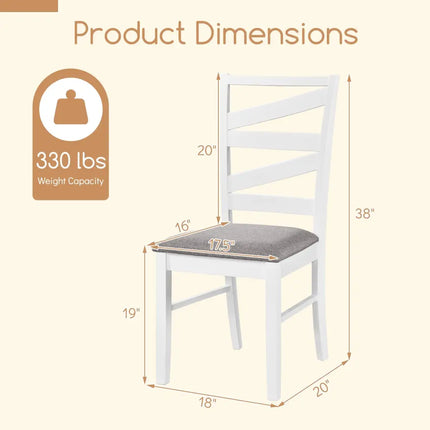 Dining Chairs Set of 2 with Backrests and Rubber Wood Frames-White - White - Dining Chairs