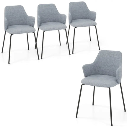 Dining Chairs Set of 2 with Curved Backrest Wide Seat and Armrests-Gray - Gray - Dining Chairs