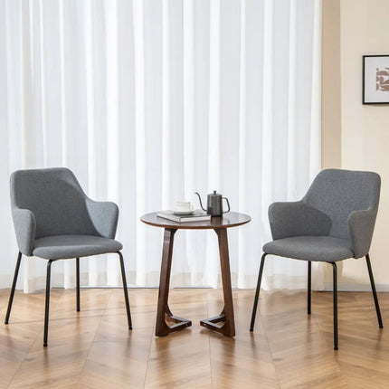 Dining Chairs Set of 2 with Curved Backrest Wide Seat and Armrests-Gray - Gray - Dining Chairs