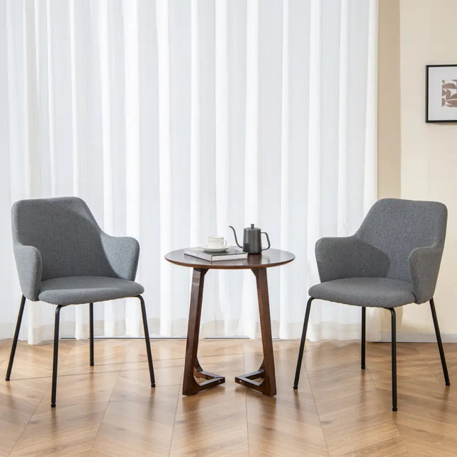 Dining Chairs Set of 2 with Curved Backrest Wide Seat and Armrests-Gray - Gray - Dining Chairs
