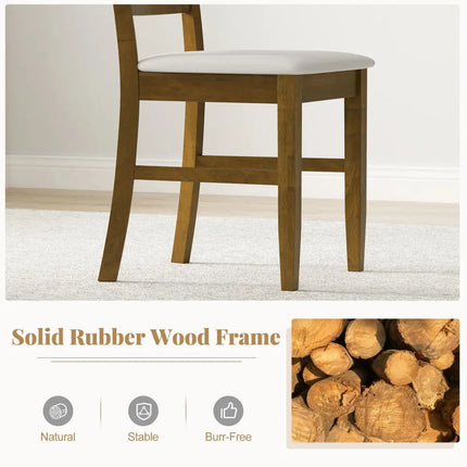 Dining Chairs Set of 2 with Rubber Wood Frame and Padded Seat-Walnut - Walnut - Dining Chairs