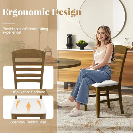 Dining Chairs Set of 2 with Rubber Wood Frame and Padded Seat-Walnut - Walnut - Dining Chairs