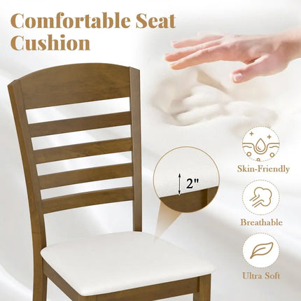Dining Chairs Set of 2 with Rubber Wood Frame and Padded Seat-Walnut - Walnut - Dining Chairs