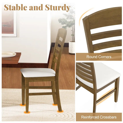 Dining Chairs Set of 2 with Rubber Wood Frame and Padded Seat-Walnut - Walnut - Dining Chairs