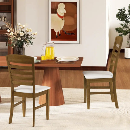 Dining Chairs Set of 2 with Rubber Wood Frame and Padded Seat-Walnut - Walnut - Dining Chairs