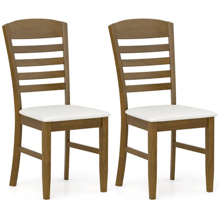 Dining Chairs Set of 2 with Rubber Wood Frame and Padded Seat-Walnut - Walnut - Dining Chairs