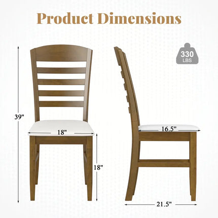 Dining Chairs Set of 2 with Rubber Wood Frame and Padded Seat-Walnut - Walnut - Dining Chairs