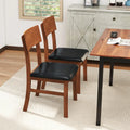 Dining Chairs Set of 2 with Rubber Wood Legs and Faux Leather Upholstered Seat-Black - Black - Dining Chairs