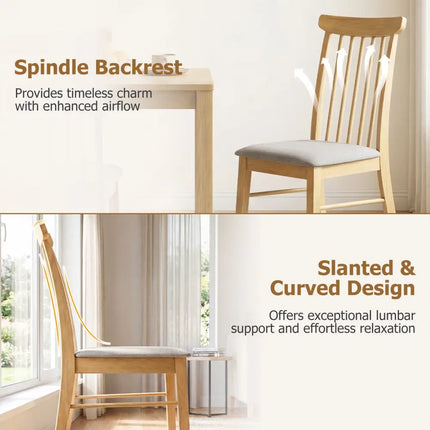 Dining Chairs Set of 4 Fabric Upholstered Kitchen Armless Chairs with Rubber Wood Frame-Natural - Natural - Dining