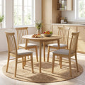 Dining Chairs Set of 4 Fabric Upholstered Kitchen Armless Chairs with Rubber Wood Frame-Natural - Natural - Dining