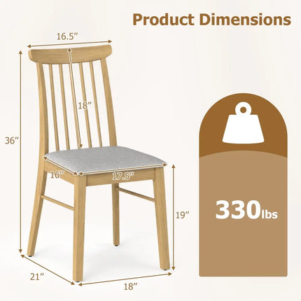 Dining Chairs Set of 4 Fabric Upholstered Kitchen Armless Chairs with Rubber Wood Frame-Natural - Natural - Dining