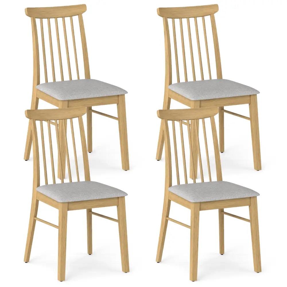 Dining Chairs Set of 4 Fabric Upholstered Kitchen Armless Chairs with Rubber Wood Frame-Natural - Natural - Dining